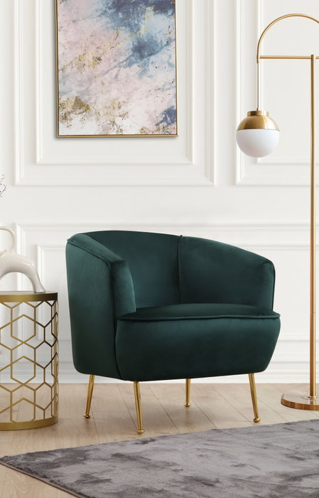 Atelier Del Sofa Sillón Orejero Verde Patas Doradas 83x75x72 cm